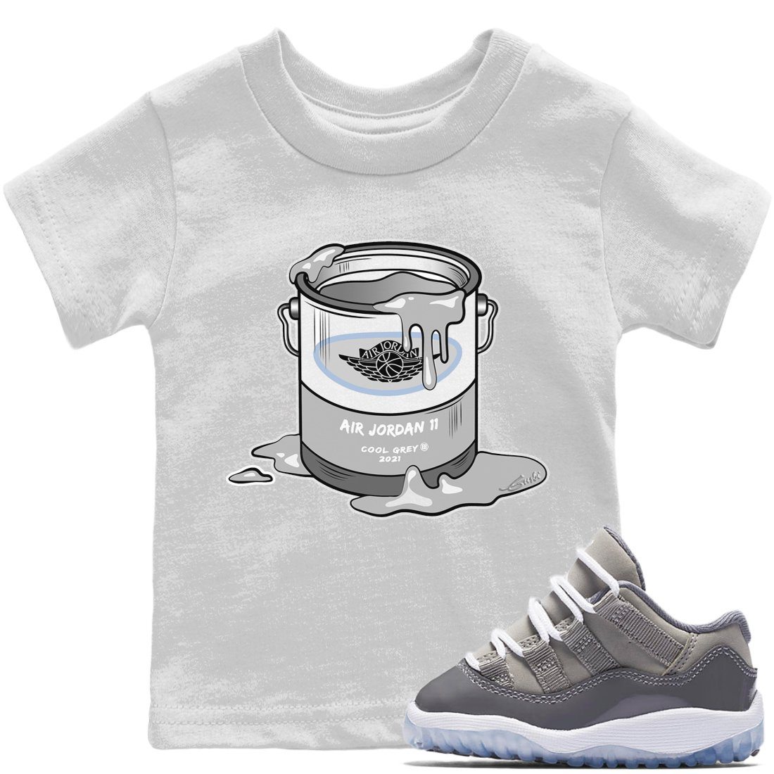 Jordan 11 Cool Grey Sneaker Matching T-Shirt Bucket Sneaker Tees Jordan 11 Cool Grey Sneaker Release Tees Kids Shirts