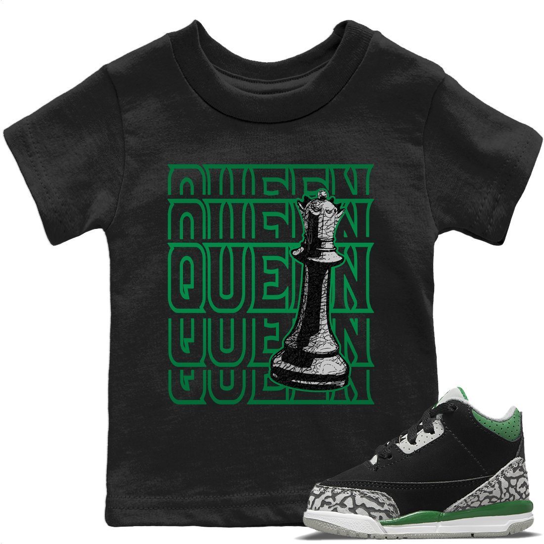 Jordan 3 Pine Green Sneaker Matching T-Shirt Queen Sneaker Tees Jordan 3 Pine Green Sneaker Release Tees Kids Shirts