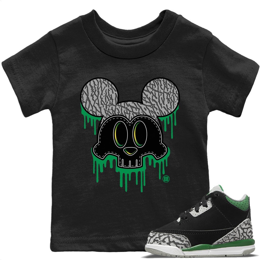 Jordan 3 Pine Green Sneaker Matching T-Shirt Skull Mouse Sneaker Tees Jordan 3 Pine Green Sneaker Release Tees Kids Shirts