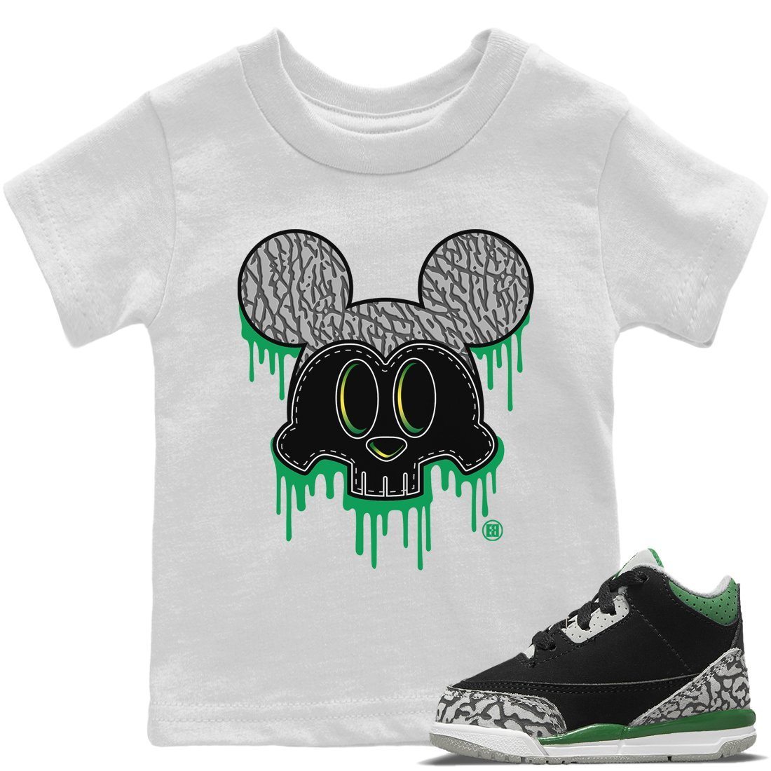 Jordan 3 Pine Green Sneaker Matching T-Shirt Skull Mouse Sneaker Tees Jordan 3 Pine Green Sneaker Release Tees Kids Shirts