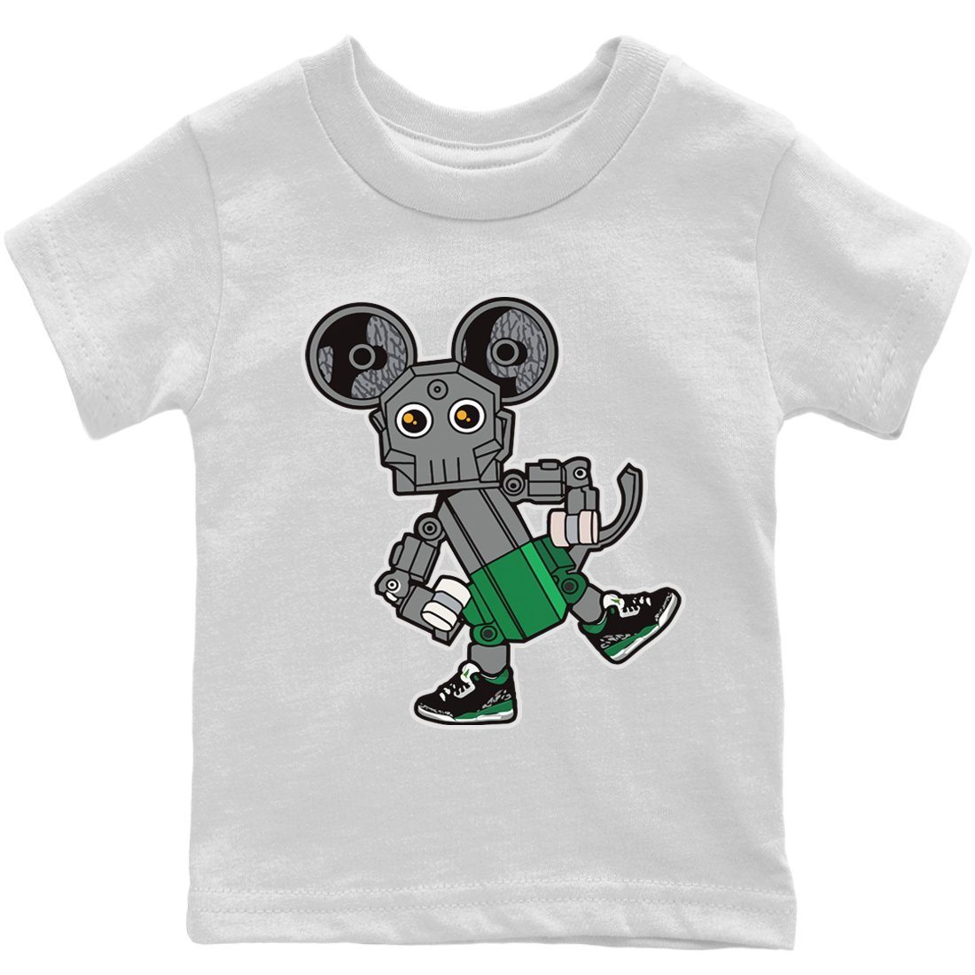 Jordan 3 Pine Green Sneaker Matching T-Shirt Toy Mouse Sneaker Tees Jordan 3 Pine Green Sneaker Release Tees Kids Shirts