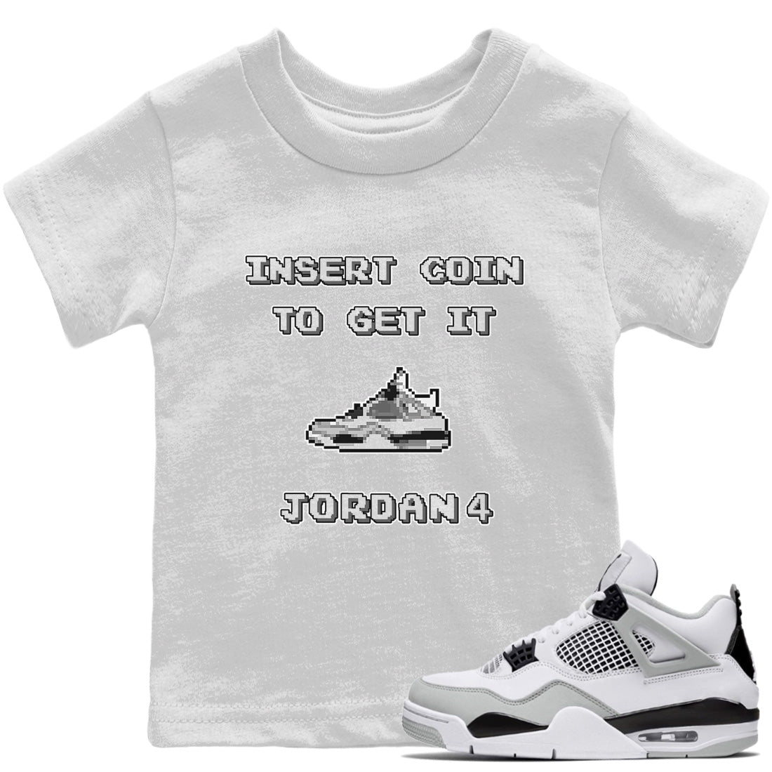 Jordan 4 Military Black Sneaker Matching T-Shirt Insert Coin Sneaker Tees Jordan 4 Military Black Sneaker Release Tees Kids Shirts