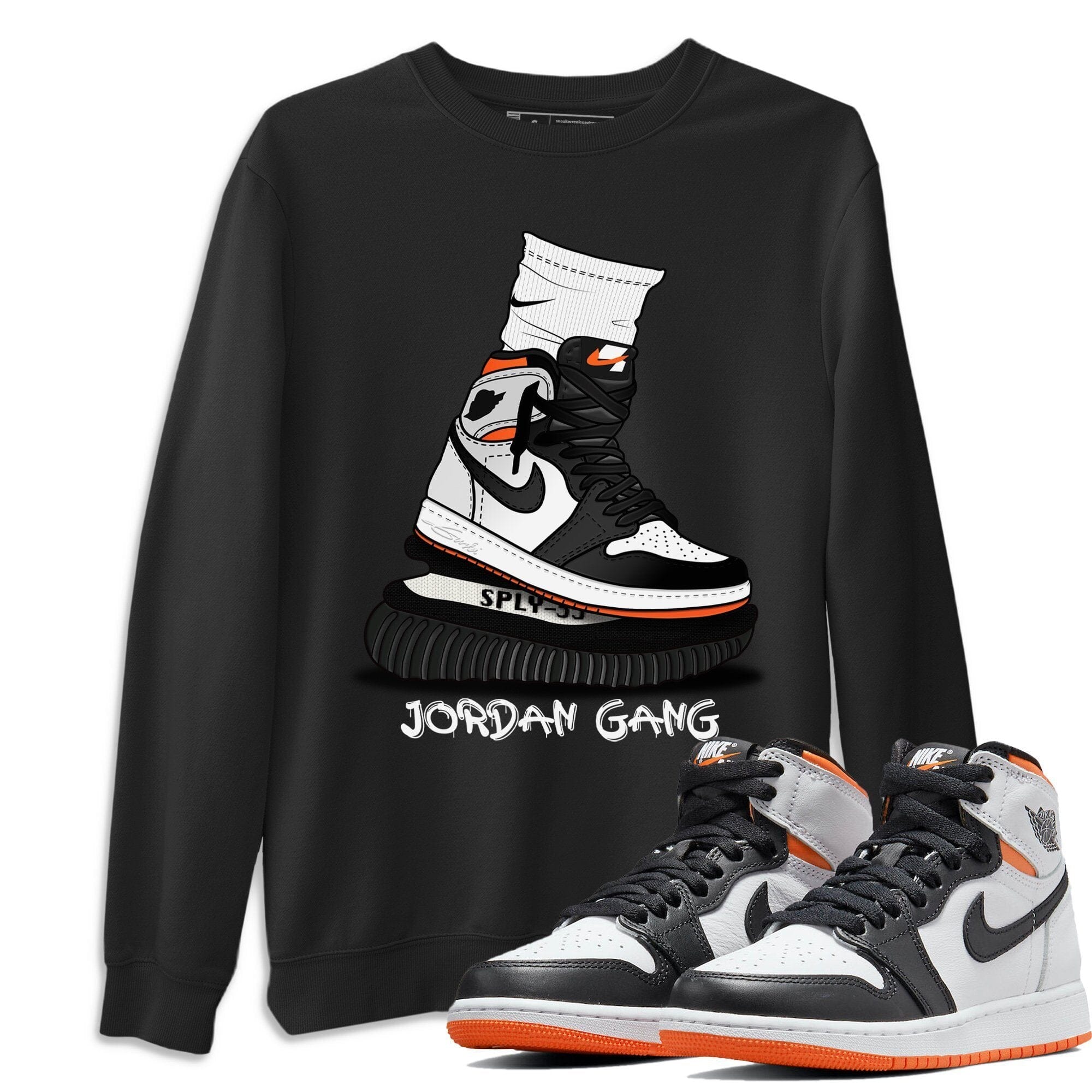 Jordan 1 Electro Orange Sneaker Matching T-Shirt Jordan Gang Sneaker Tees Jordan 1 Electro Orange Sneaker Release Tees Crew Neck Tees