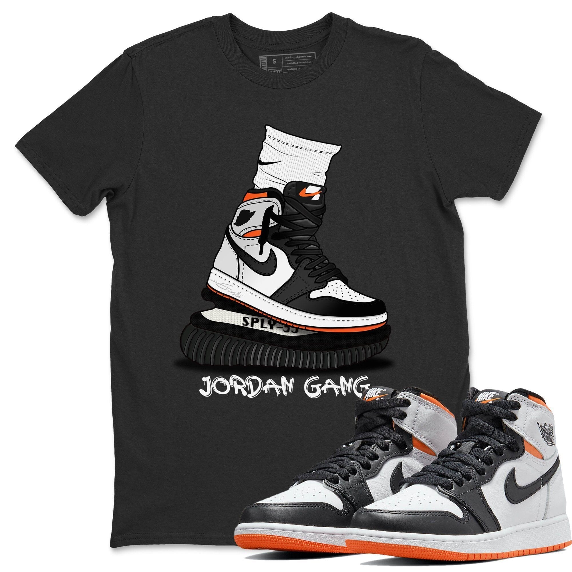 Jordan 1 Electro Orange Sneaker Matching T-Shirt Jordan Gang Sneaker Tees Jordan 1 Electro Orange Sneaker Release Tees Crew Neck Tees