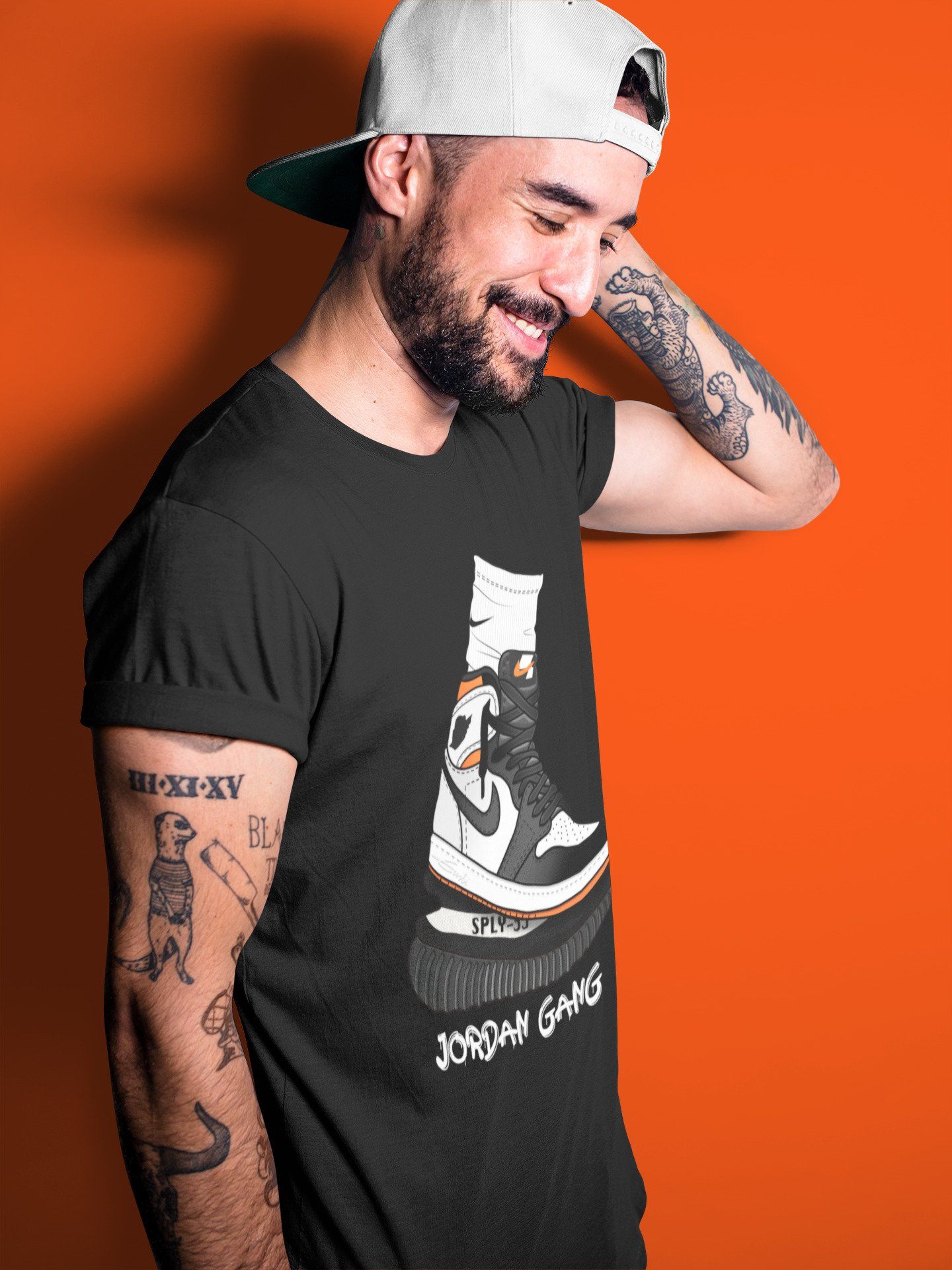 Jordan 1 Electro Orange Sneaker Matching T-Shirt Jordan Gang Sneaker Tees Jordan 1 Electro Orange Sneaker Release Tees Crew Neck Tees