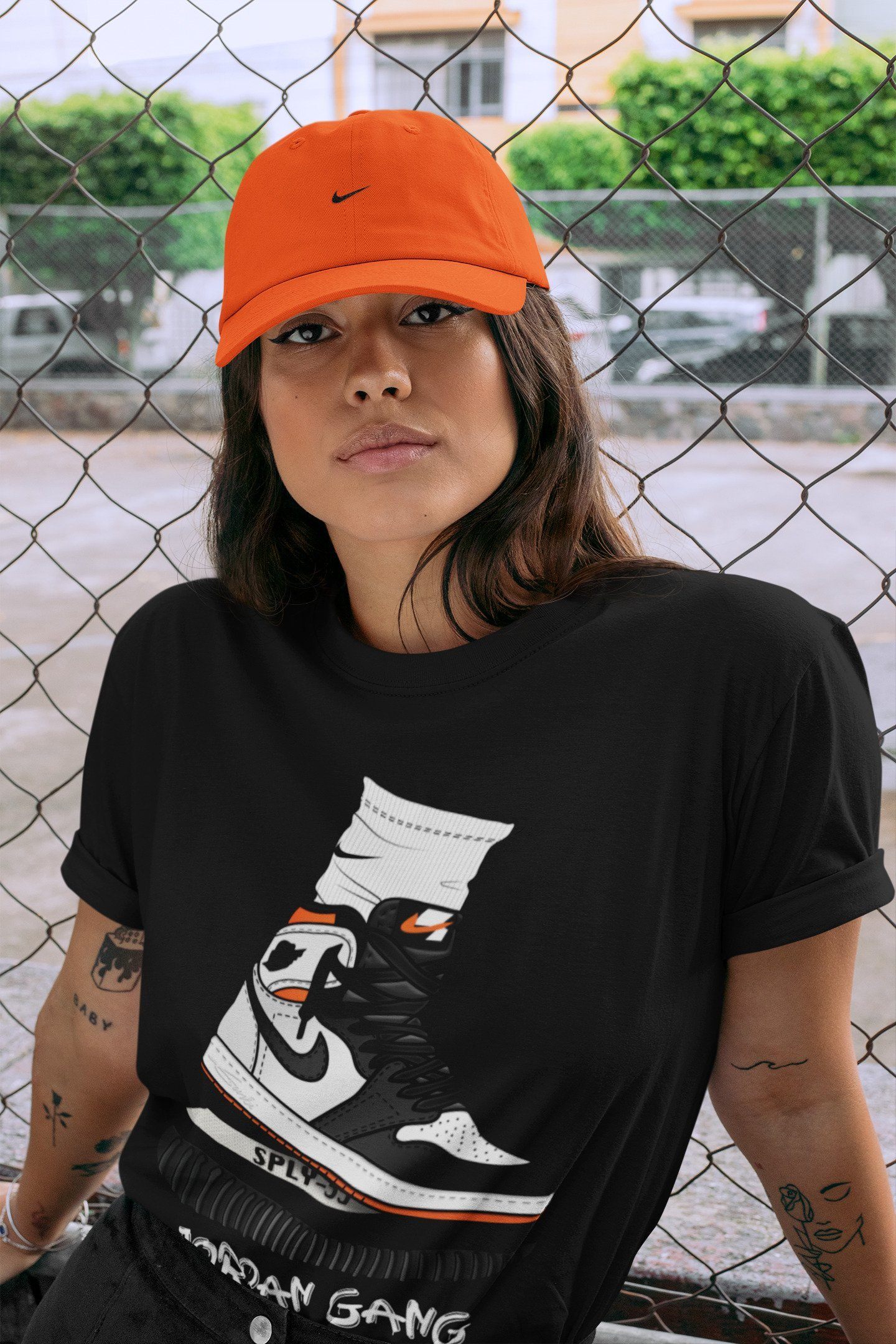 Jordan 1 Electro Orange Sneaker Matching T-Shirt Jordan Gang Sneaker Tees Jordan 1 Electro Orange Sneaker Release Tees Crew Neck Tees