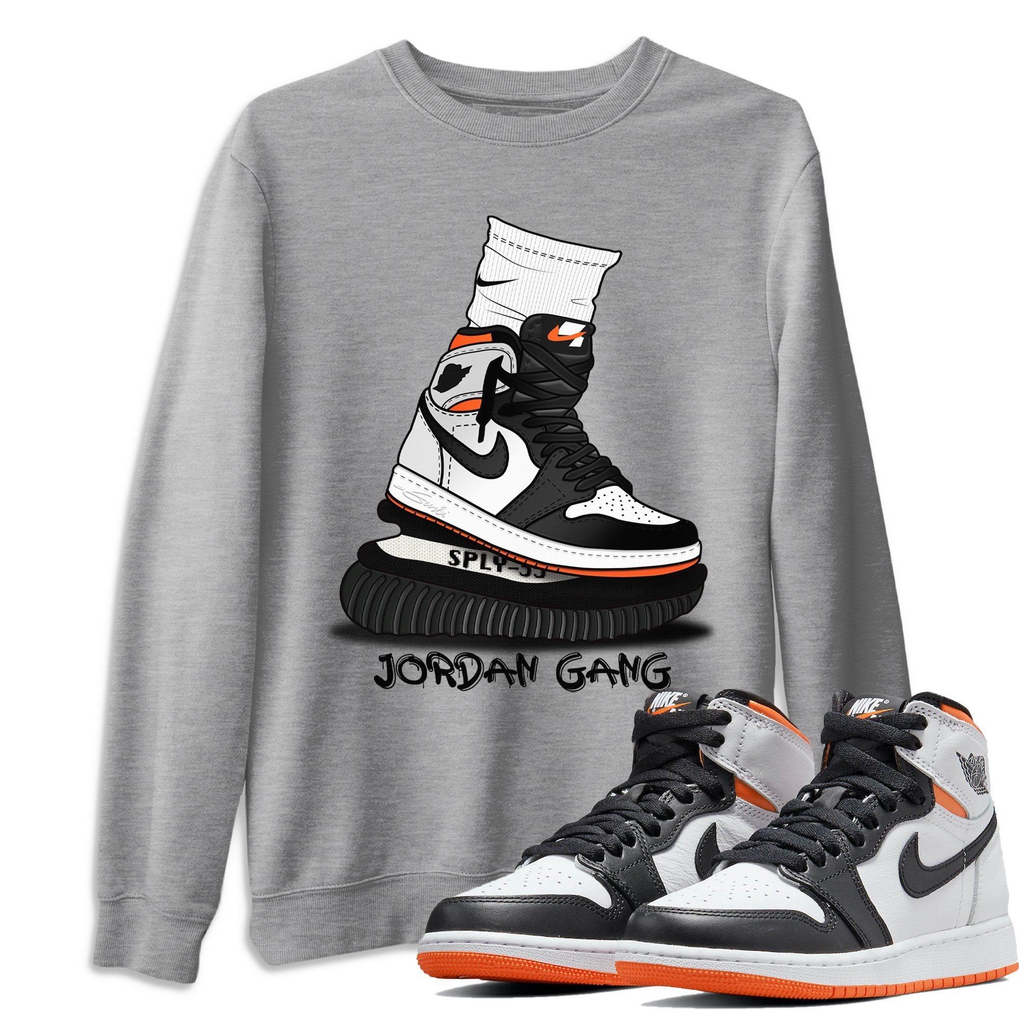 Jordan 1 Electro Orange Sneaker Matching T-Shirt Jordan Gang Sneaker Tees Jordan 1 Electro Orange Sneaker Release Tees Crew Neck Tees