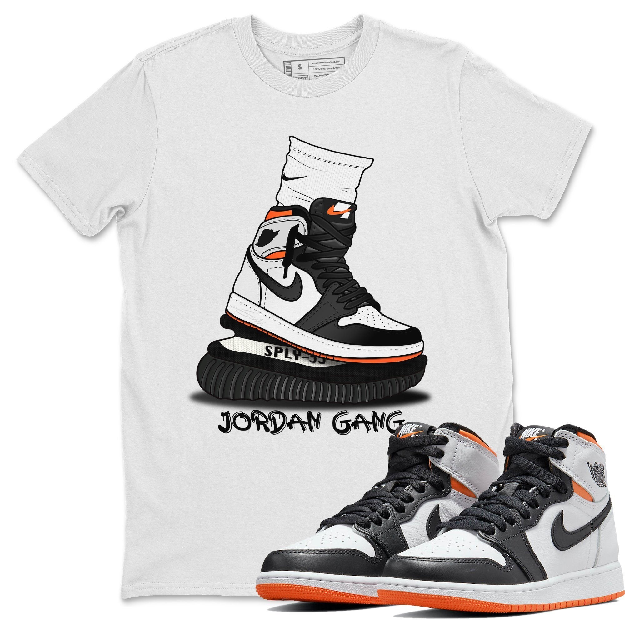 Jordan 1 Electro Orange Sneaker Matching T-Shirt Jordan Gang Sneaker Tees Jordan 1 Electro Orange Sneaker Release Tees Crew Neck Tees