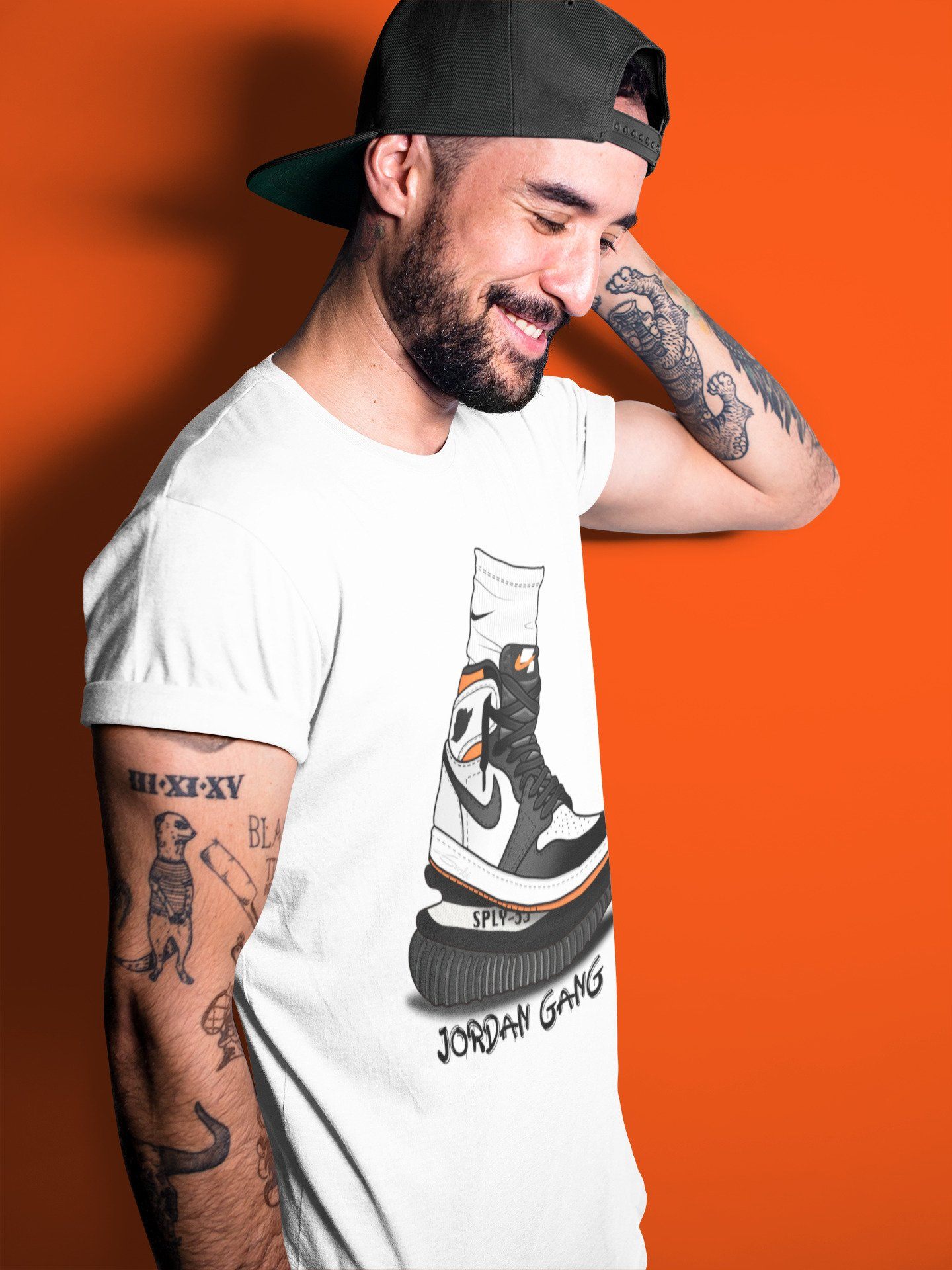 Jordan 1 Electro Orange Sneaker Matching T-Shirt Jordan Gang Sneaker Tees Jordan 1 Electro Orange Sneaker Release Tees Crew Neck Tees