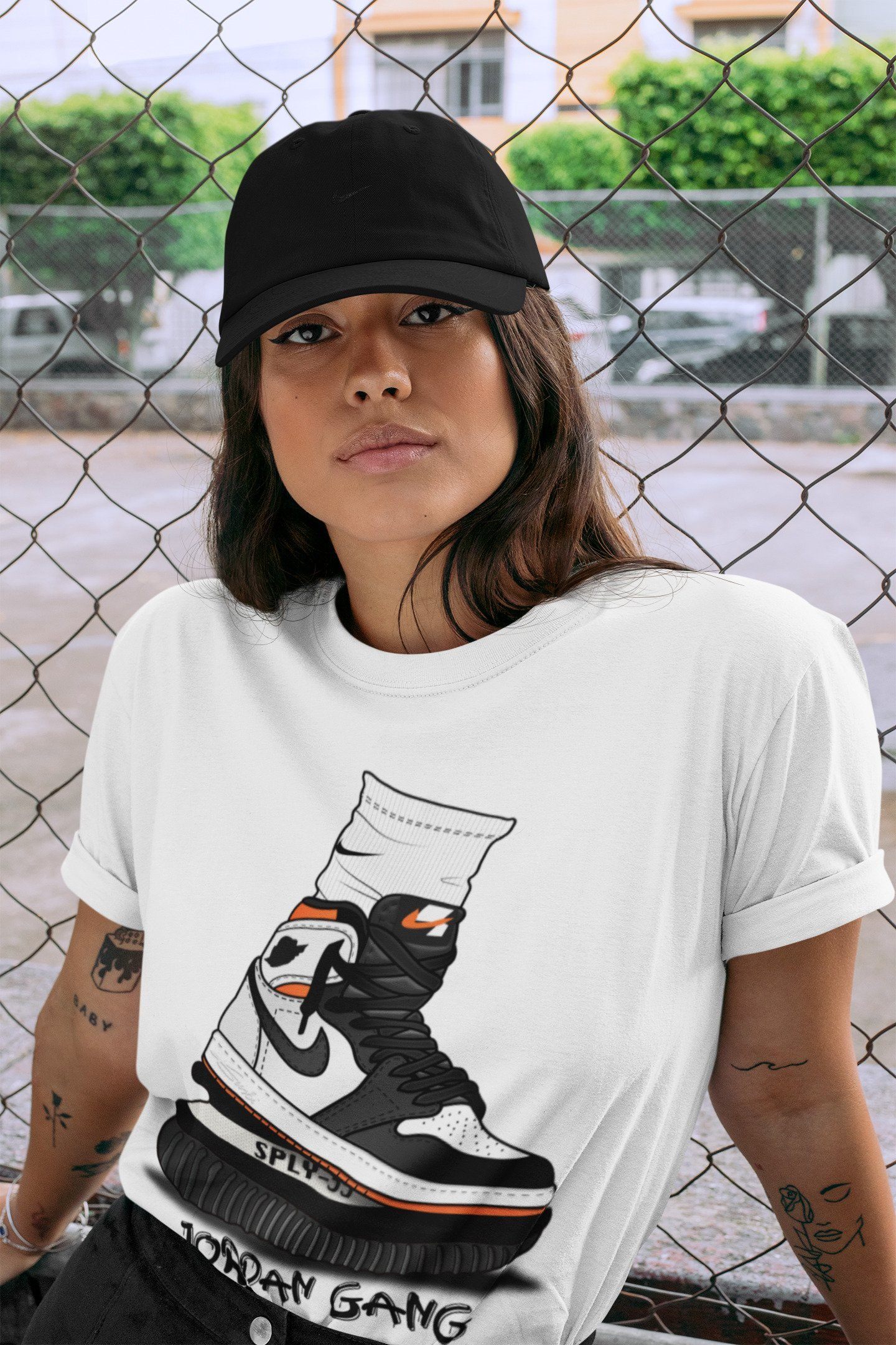 Jordan 1 Electro Orange Sneaker Matching T-Shirt Jordan Gang Sneaker Tees Jordan 1 Electro Orange Sneaker Release Tees Crew Neck Tees