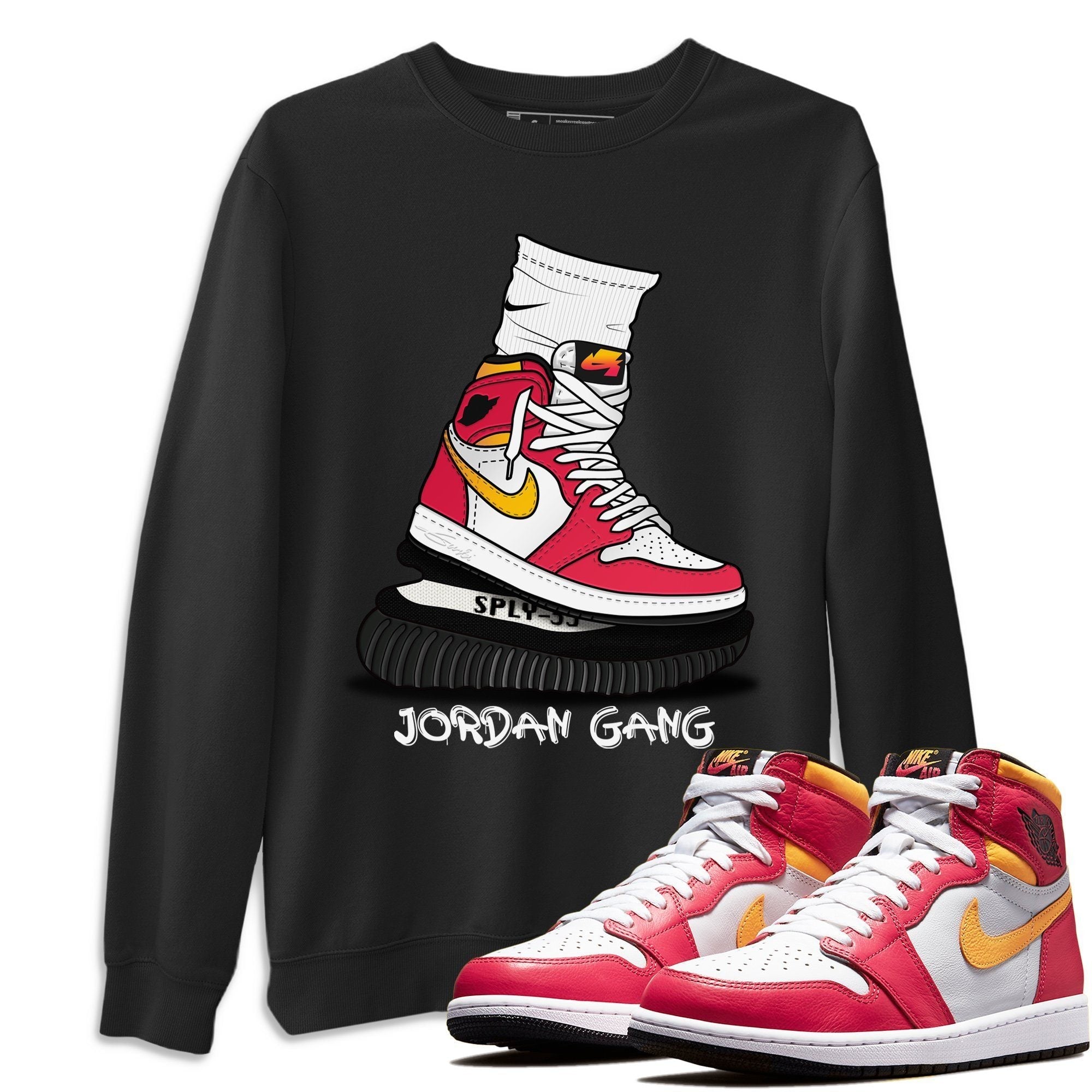 Jordan 1 Light Fusion Red Sneaker Matching T-Shirt Jordan Gang Sneaker Tees Jordan 1 Light Fusion Red Sneaker Release Tees Crew Neck Tees