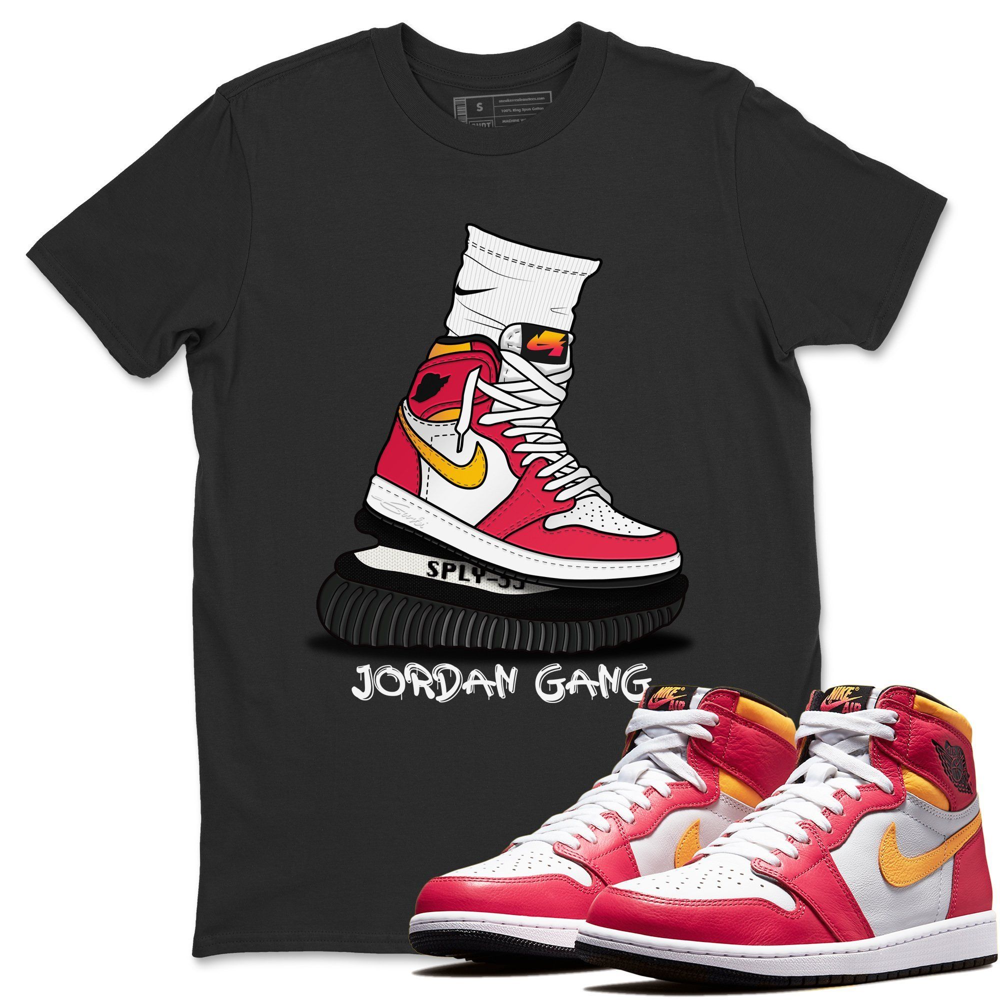Jordan 1 Light Fusion Red Sneaker Matching T-Shirt Jordan Gang Sneaker Tees Jordan 1 Light Fusion Red Sneaker Release Tees Crew Neck Tees
