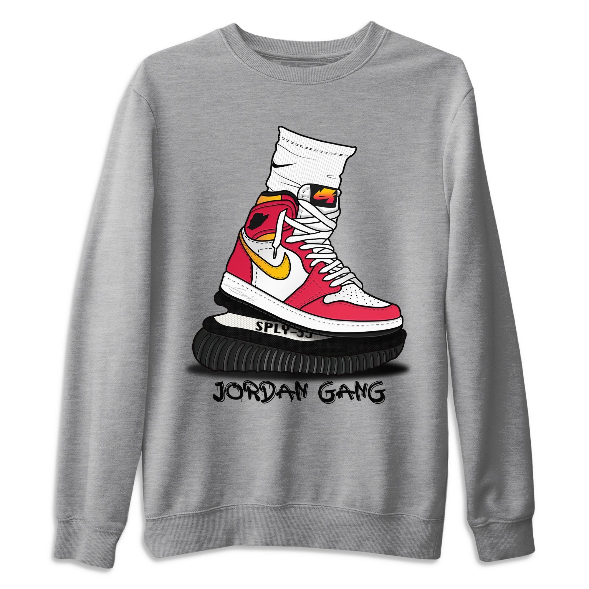 Jordan 1 Light Fusion Red Sneaker Matching T-Shirt Jordan Gang Sneaker Tees Jordan 1 Light Fusion Red Sneaker Release Tees Crew Neck Tees