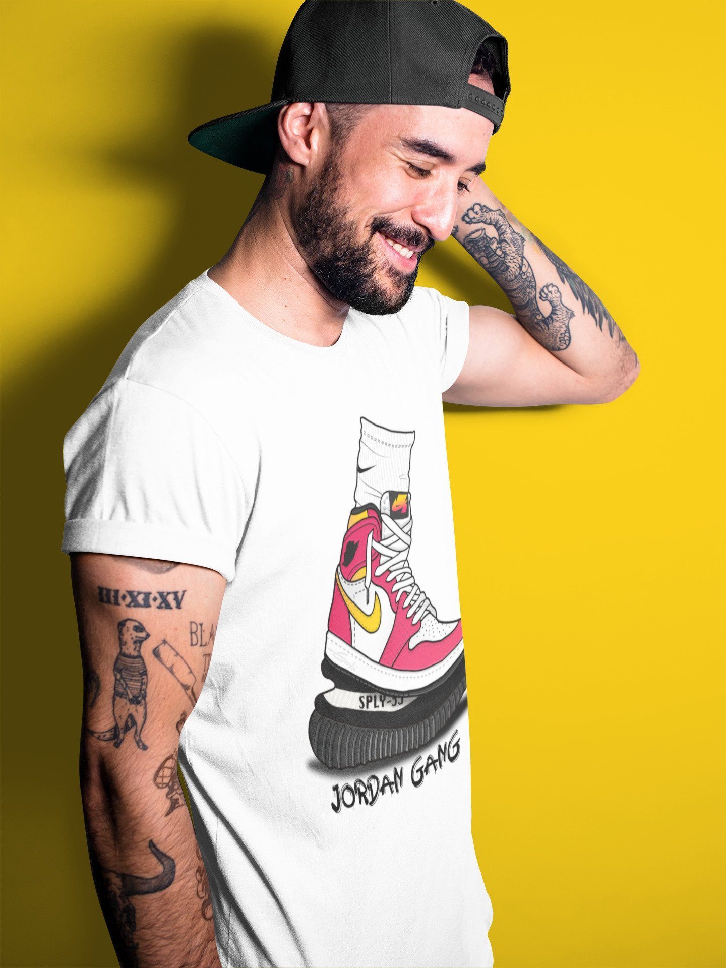 Jordan 1 Light Fusion Red Sneaker Matching T-Shirt Jordan Gang Sneaker Tees Jordan 1 Light Fusion Red Sneaker Release Tees Crew Neck Tees