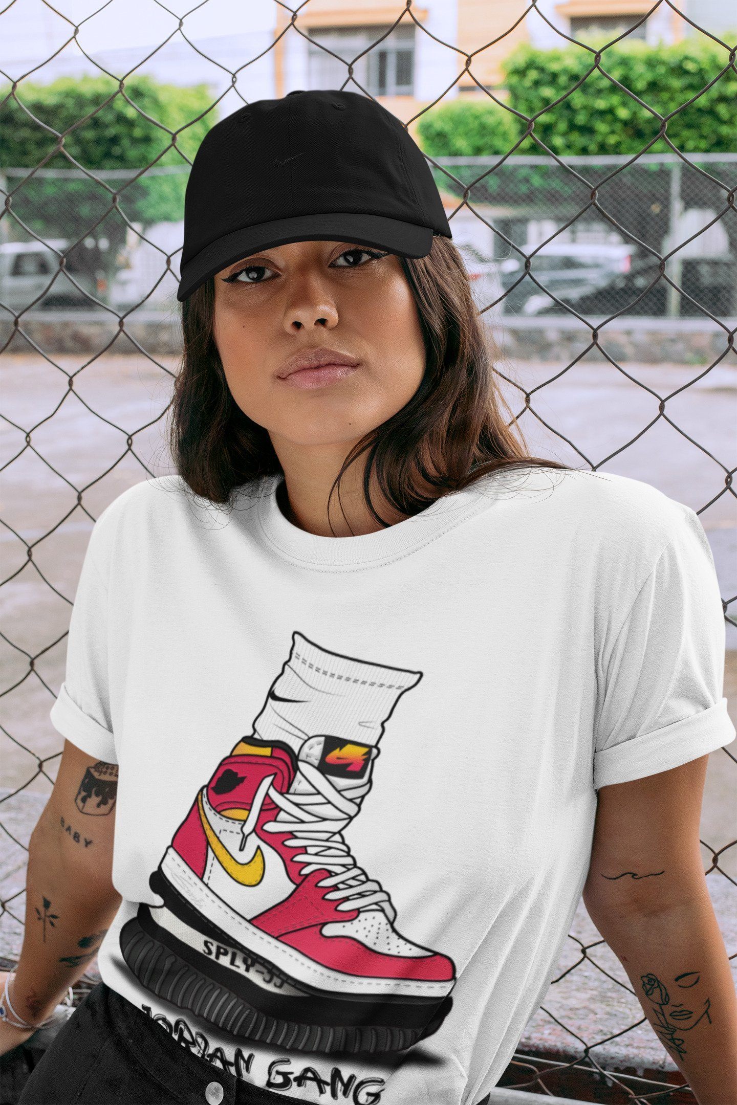 Jordan 1 Light Fusion Red Sneaker Matching T-Shirt Jordan Gang Sneaker Tees Jordan 1 Light Fusion Red Sneaker Release Tees Crew Neck Tees