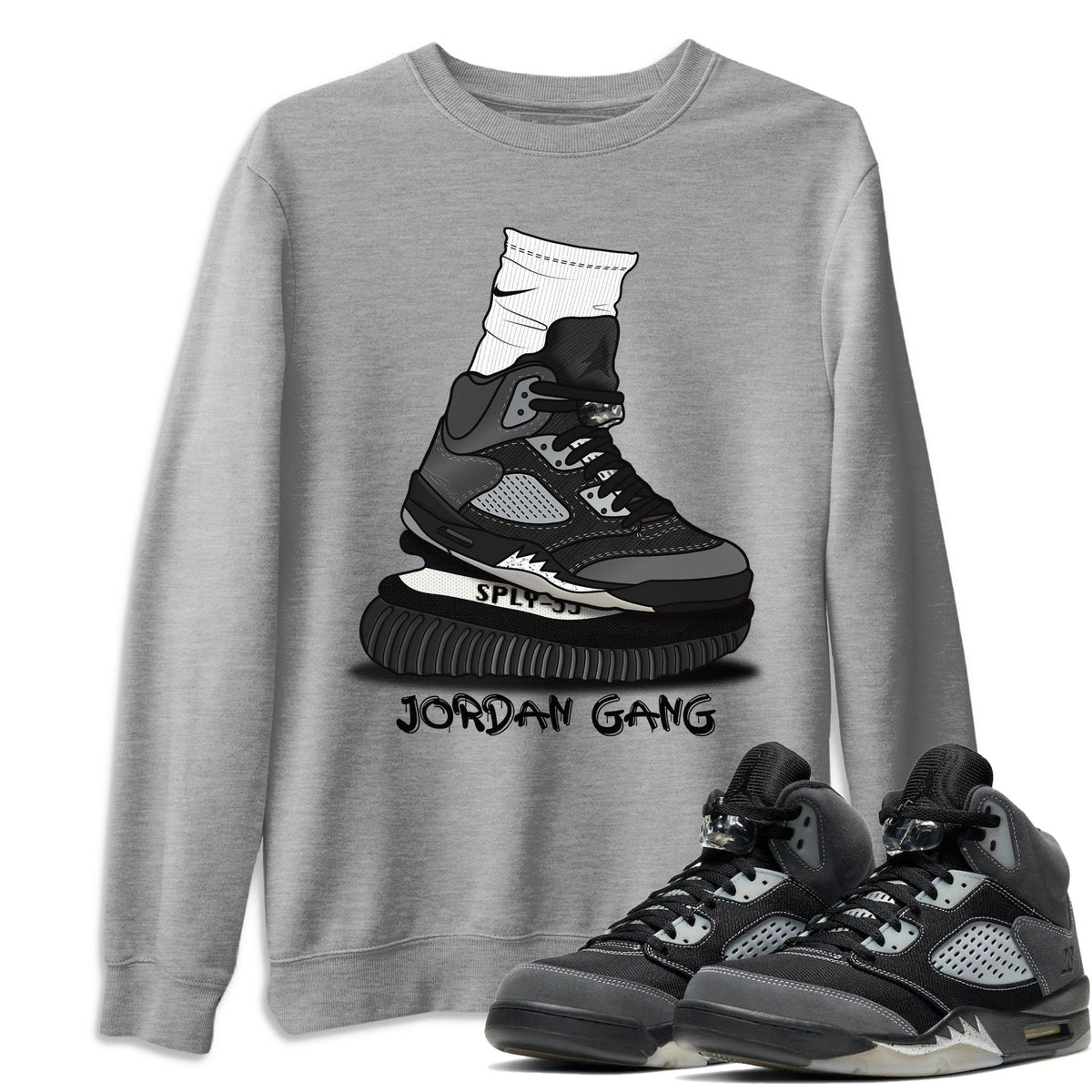 Jordan 5 Anthracite Shirt To Match Jordans Jordan Gang Sneaker Tees Jordan 5 Anthracite Drip Gear Zone Sneaker Matching Clothing Unisex Shirts