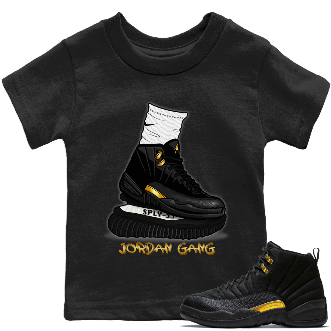 Jordan 12 Black Taxi Sneaker Matching T-Shirt Jordan Gang Sneaker Tees Jordan 12 Black Taxi Sneaker Release Tees Kids Shirts