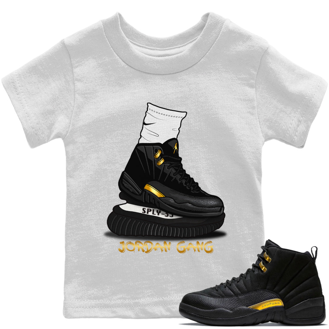 Jordan 12 Black Taxi Sneaker Matching T-Shirt Jordan Gang Sneaker Tees Jordan 12 Black Taxi Sneaker Release Tees Kids Shirts