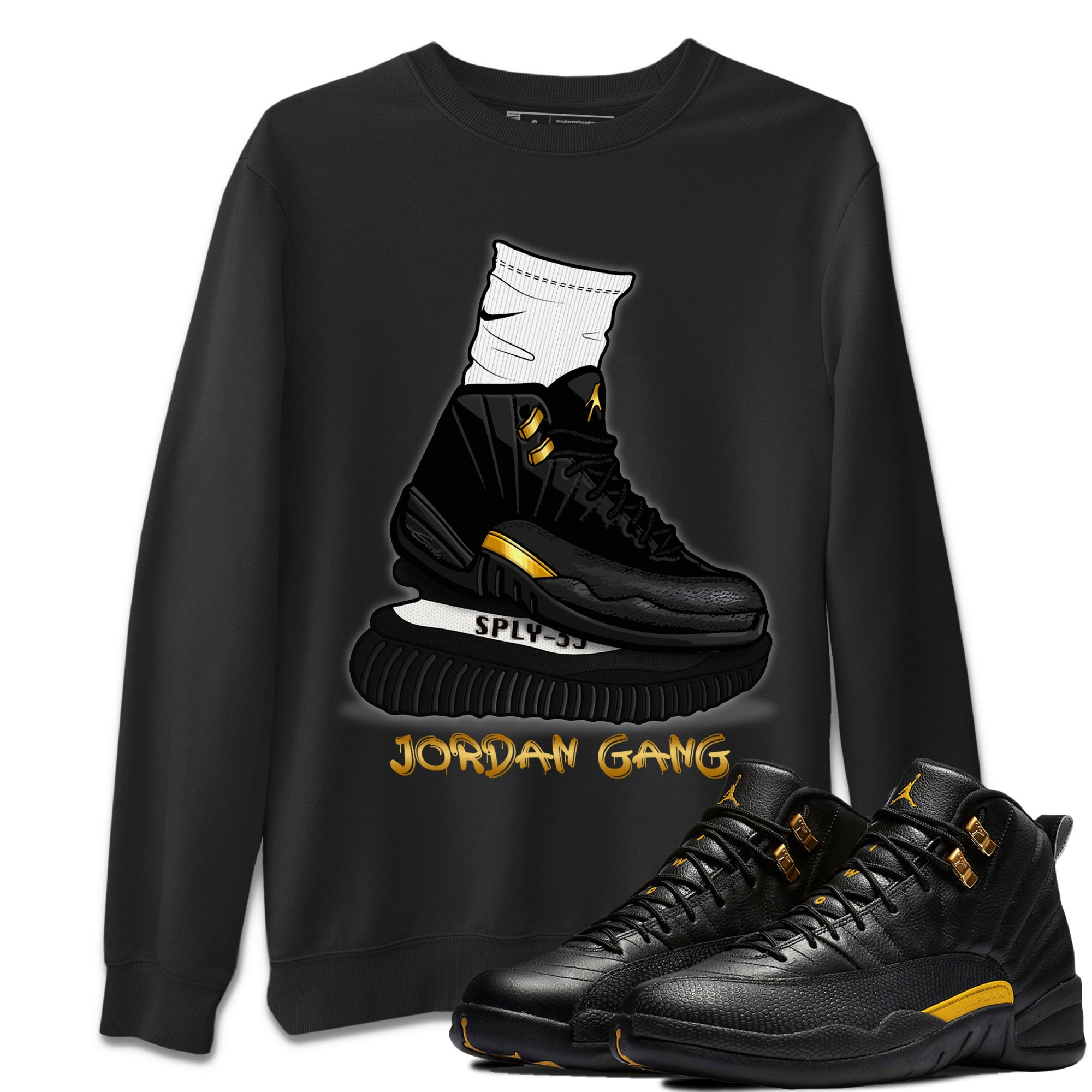 Jordan 12 Black Taxi Sneaker Matching T-Shirt Jordan Gang Sneaker Tees Jordan 12 Black Taxi Sneaker Release Tees Crew Neck Tees