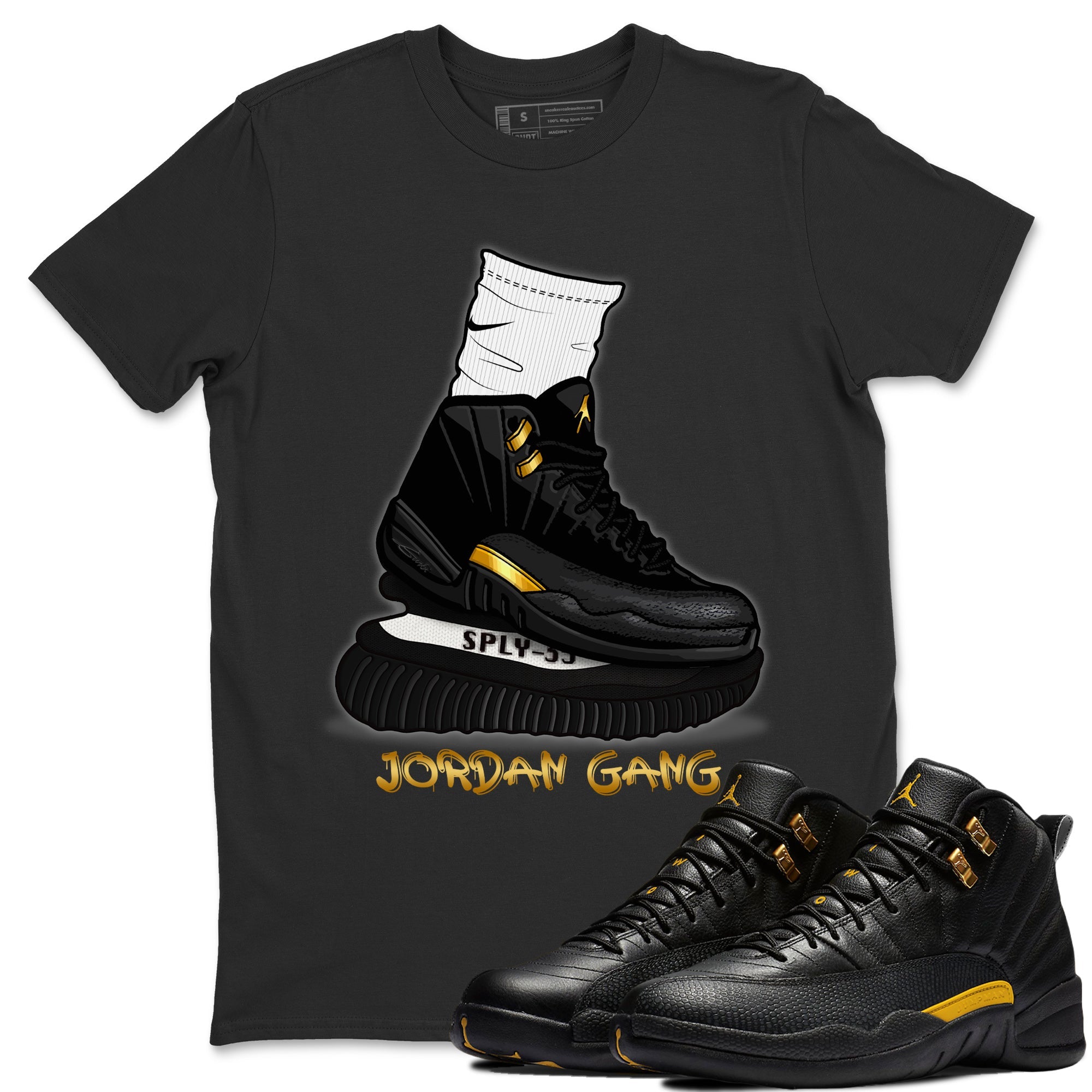 Jordan 12 Black Taxi Sneaker Matching T-Shirt Jordan Gang Sneaker Tees Jordan 12 Black Taxi Sneaker Release Tees Crew Neck Tees