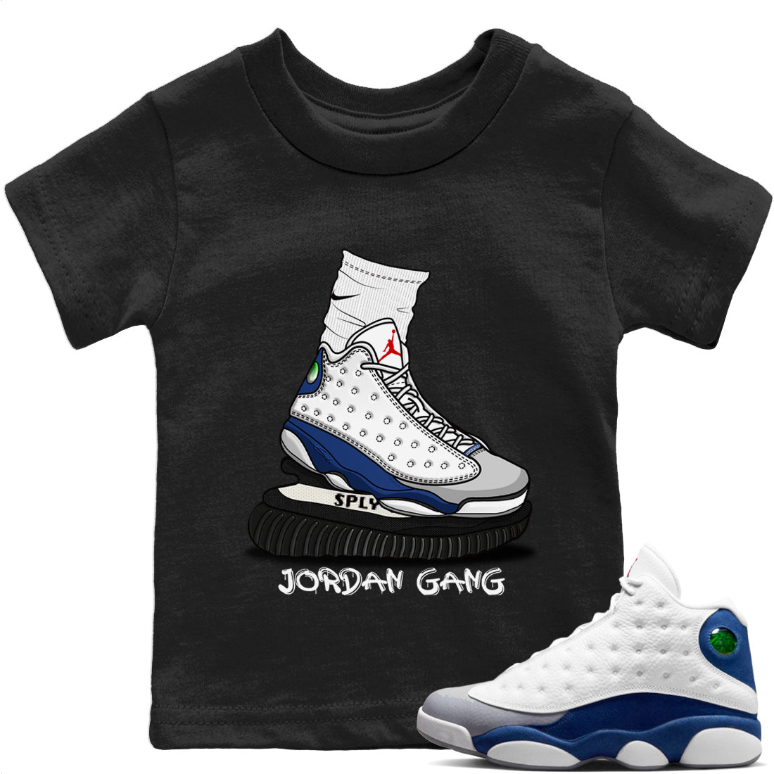Jordan 13 French Blue Sneaker Matching T-Shirt Jordan Gang Sneaker Tees Jordan 13 French Blue Sneaker Release Tees Kids Shirts