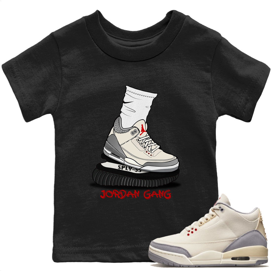 Jordan 3 Muslin Sneaker Matching T-Shirt Jordan Gang Sneaker Tees Jordan 3 Muslin Sneaker Release Tees Kids Shirts