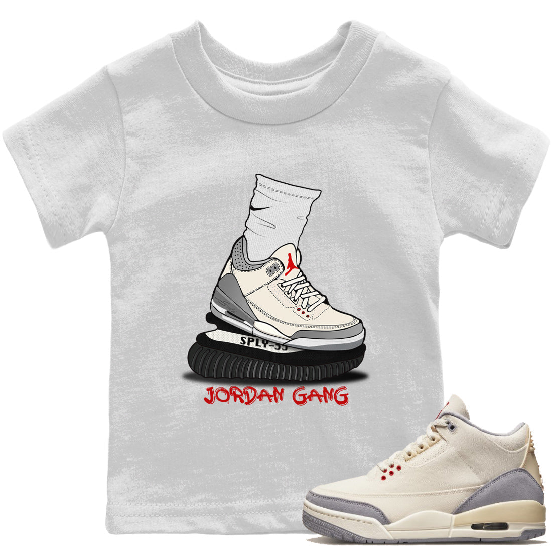 Jordan 3 Muslin Sneaker Matching T-Shirt Jordan Gang Sneaker Tees Jordan 3 Muslin Sneaker Release Tees Kids Shirts