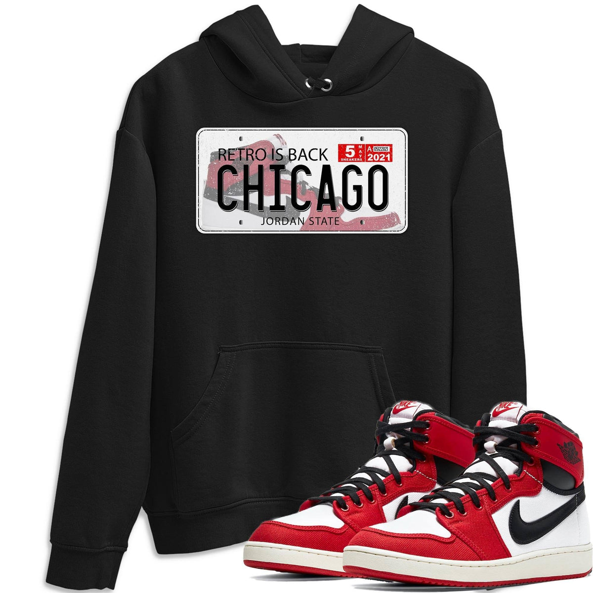 Jordan 1 Chicago Sneaker Matching T-Shirt Jordan Plate Sneaker Tees Jordan 1 Chicago Sneaker Release Tees Crew Neck Tees