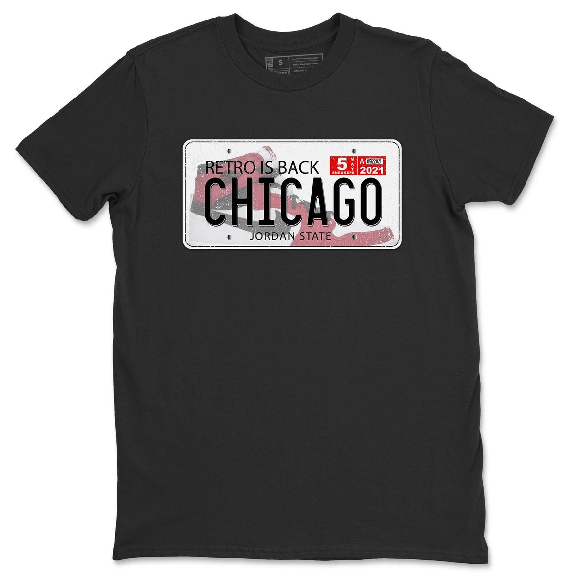 Jordan 1 Chicago Sneaker Matching T-Shirt Jordan Plate Sneaker Tees Jordan 1 Chicago Sneaker Release Tees Crew Neck Tees