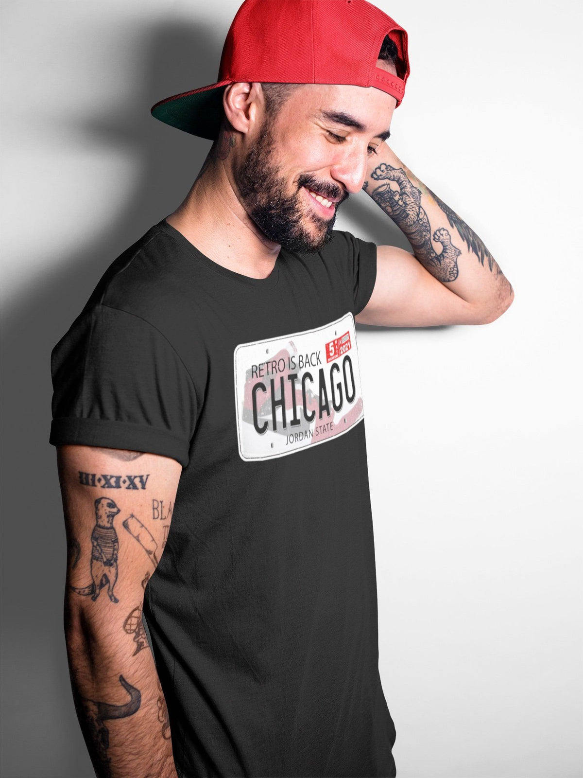 Jordan 1 Chicago Sneaker Matching T-Shirt Jordan Plate Sneaker Tees Jordan 1 Chicago Sneaker Release Tees Crew Neck Tees