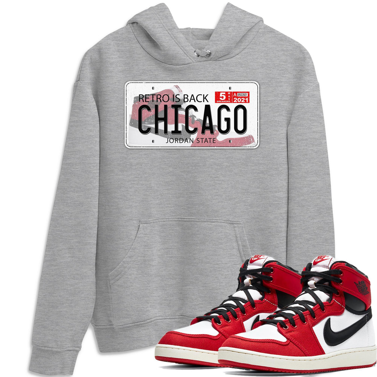 Jordan 1 Chicago Sneaker Matching T-Shirt Jordan Plate Sneaker Tees Jordan 1 Chicago Sneaker Release Tees Crew Neck Tees