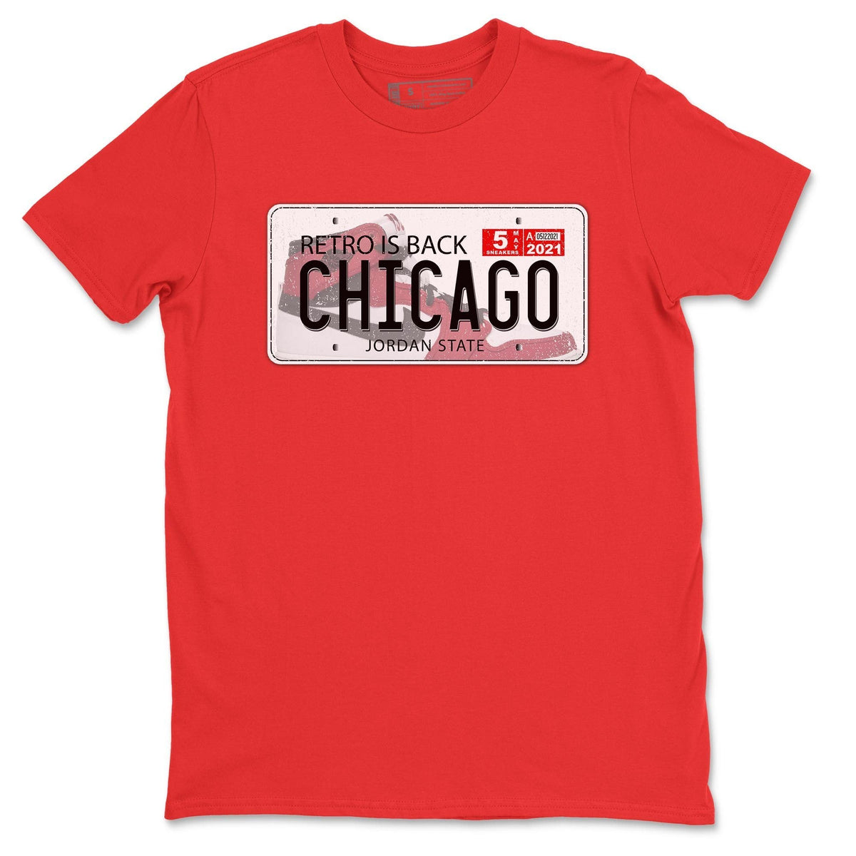 Jordan 1 Chicago Sneaker Matching T-Shirt Jordan Plate Sneaker Tees Jordan 1 Chicago Sneaker Release Tees Crew Neck Tees