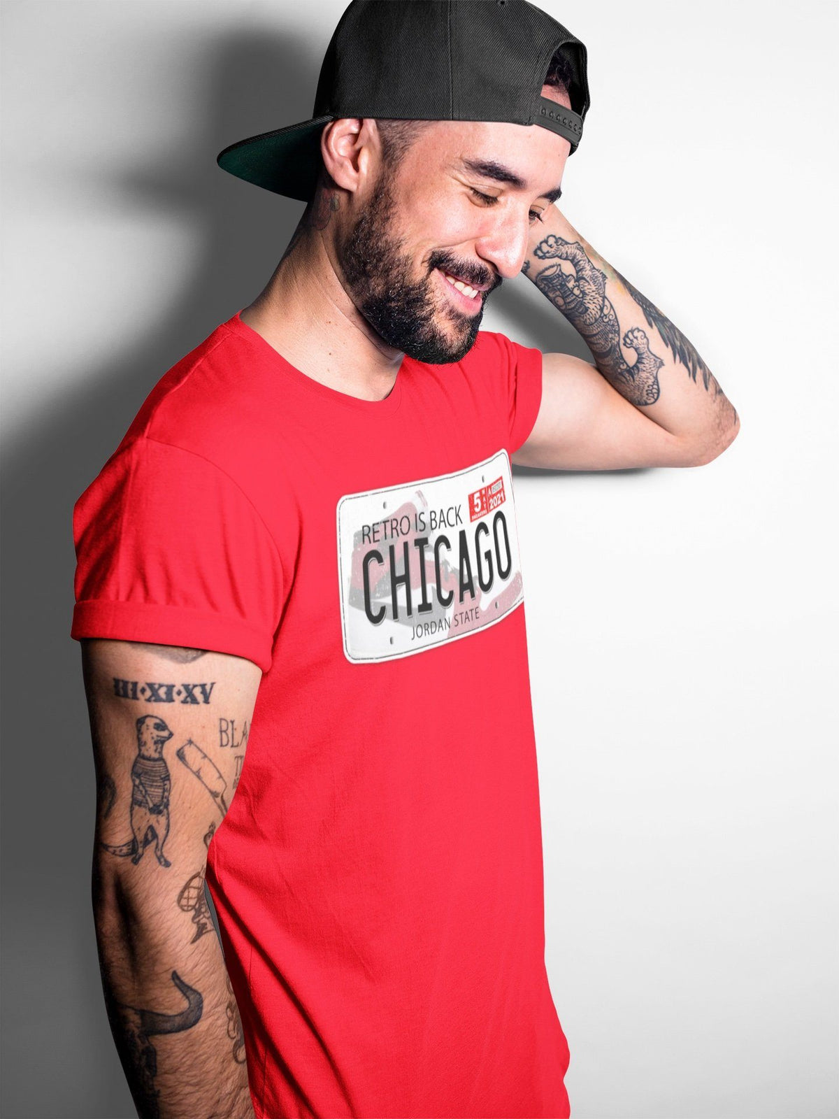 Jordan 1 Chicago Sneaker Matching T-Shirt Jordan Plate Sneaker Tees Jordan 1 Chicago Sneaker Release Tees Crew Neck Tees