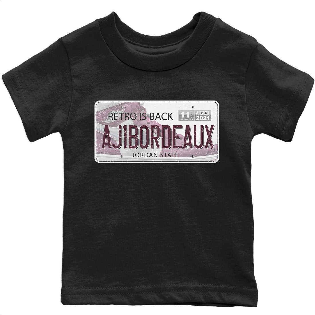 Jordan 1 Bordeaux Sneaker Matching T-Shirt Jordan Plate Sneaker Tees Jordan 1 Bordeaux Sneaker Release Tees Kids Shirts
