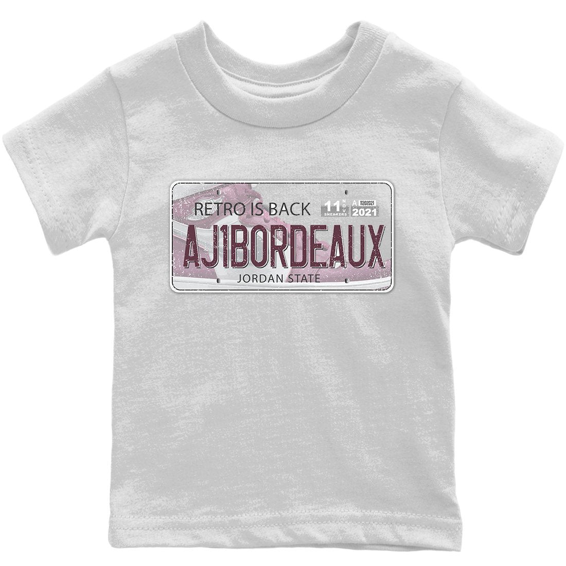 Jordan 1 Bordeaux Sneaker Matching T-Shirt Jordan Plate Sneaker Tees Jordan 1 Bordeaux Sneaker Release Tees Kids Shirts