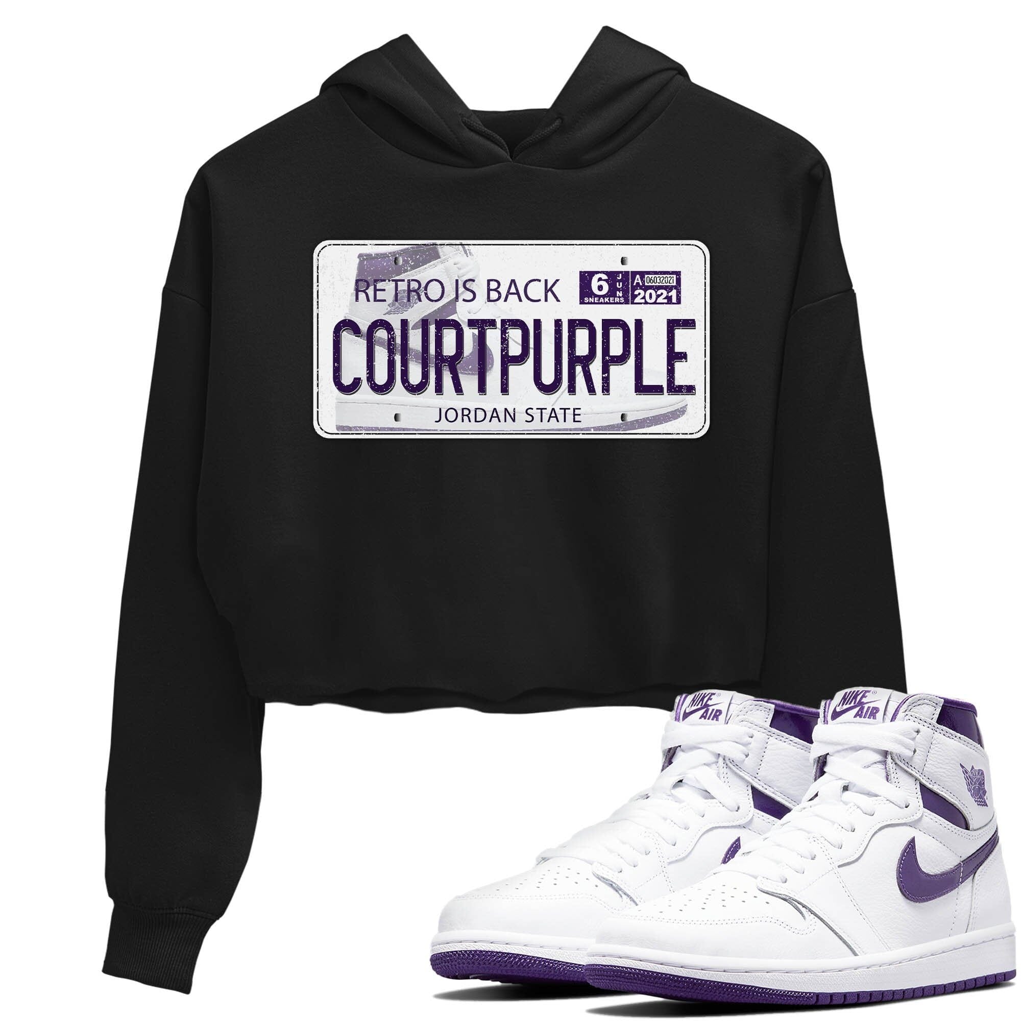 Jordan 1 WMNS Court Purple Sneaker Matching T-Shirt Jordan Plate Sneaker Tees Jordan 1 WMNS Court Purple Sneaker Release Tees Women's Shirts