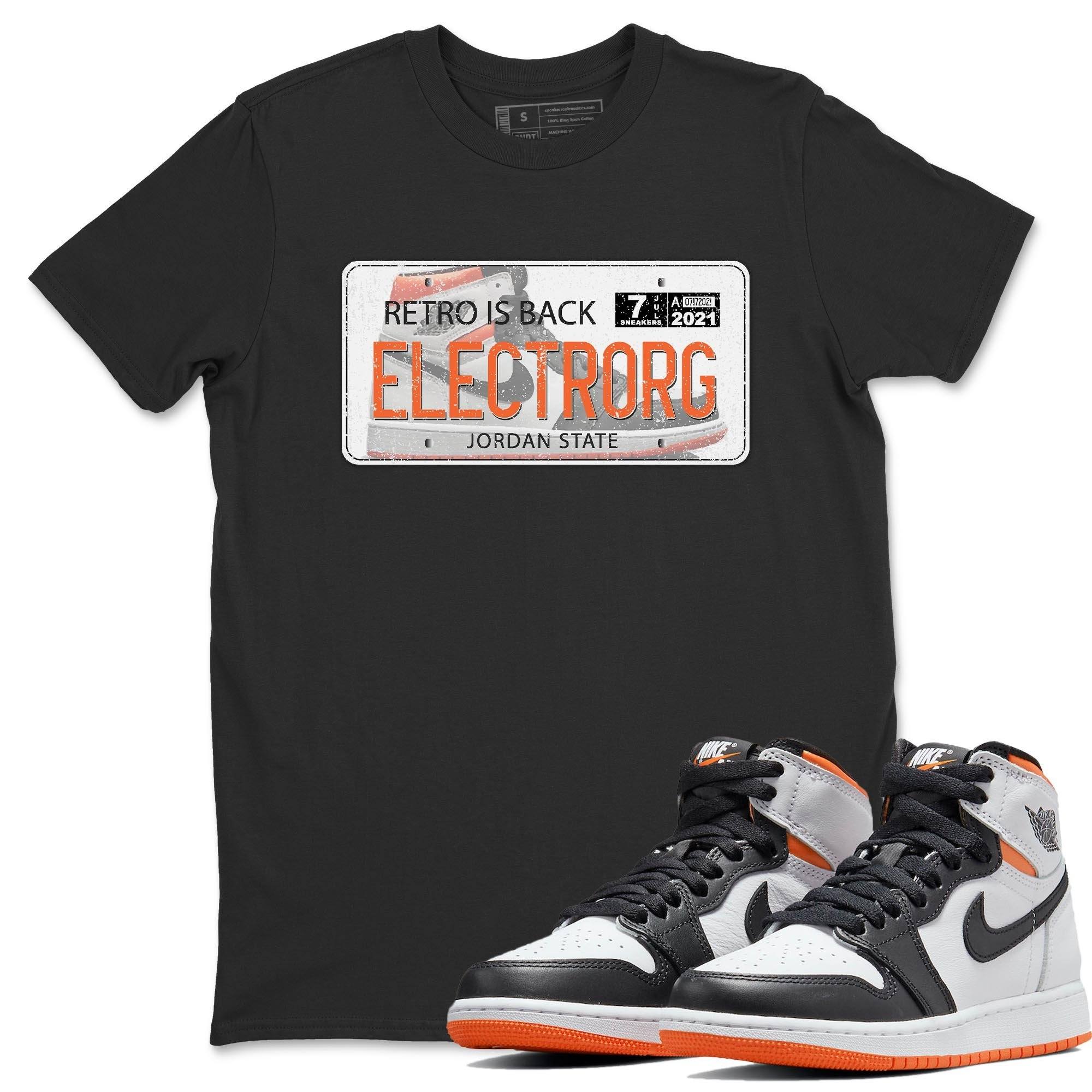 Jordan 1 Electro Orange Sneaker Matching T-Shirt Jordan Plate Sneaker Tees Jordan 1 Electro Orange Sneaker Release Tees Crew Neck Tees