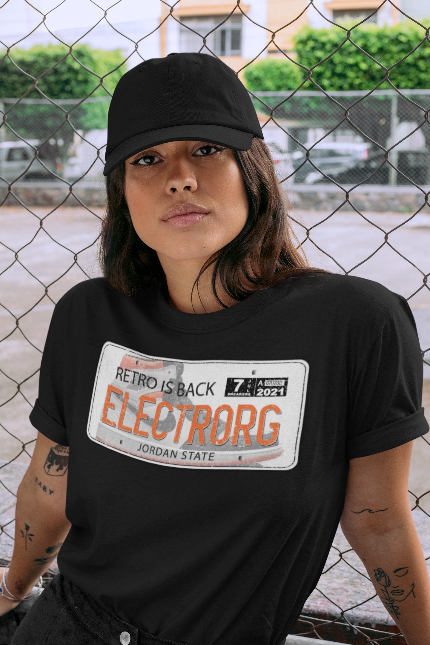 Jordan 1 Electro Orange Sneaker Matching T-Shirt Jordan Plate Sneaker Tees Jordan 1 Electro Orange Sneaker Release Tees Crew Neck Tees