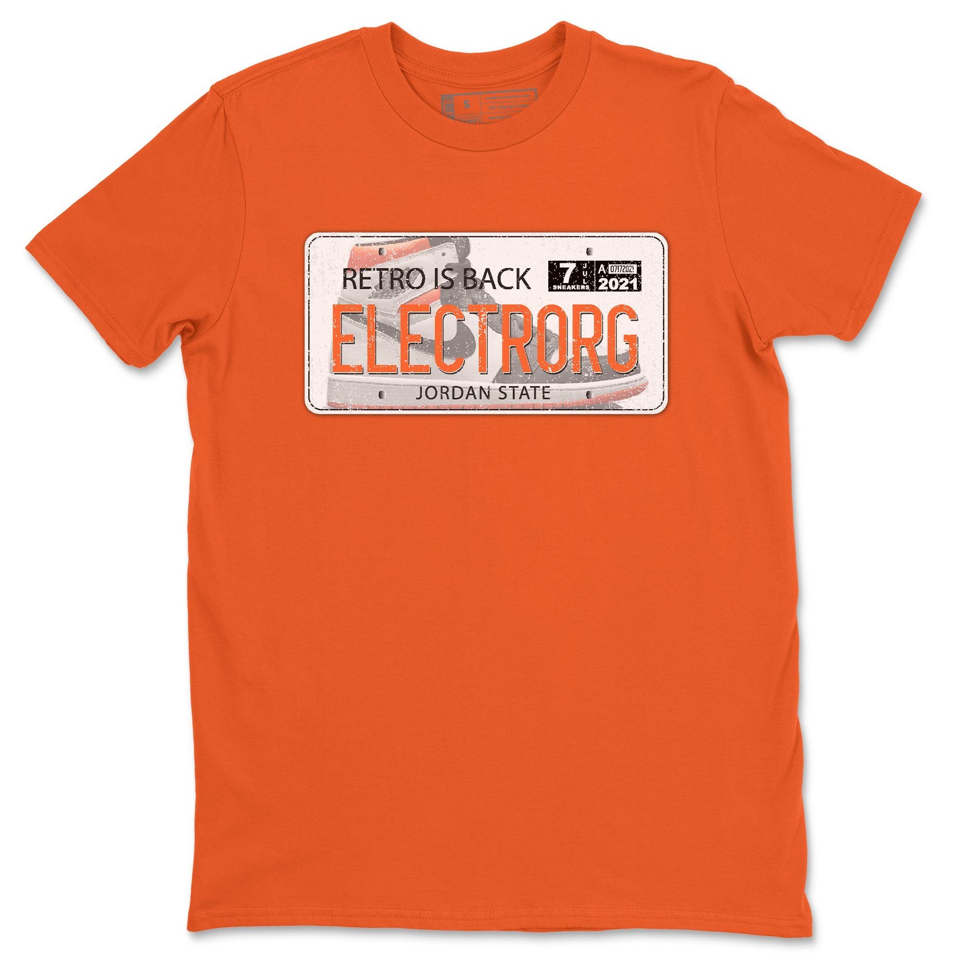 Jordan 1 Electro Orange Sneaker Matching T-Shirt Jordan Plate Sneaker Tees Jordan 1 Electro Orange Sneaker Release Tees Crew Neck Tees