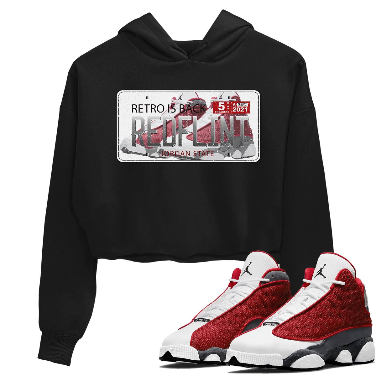Jordan 13 Red Flint Sneaker Matching T-Shirt Jordan Plate Sneaker Tees Jordan 13 Red Flint Sneaker Release Tees Women's Shirts
