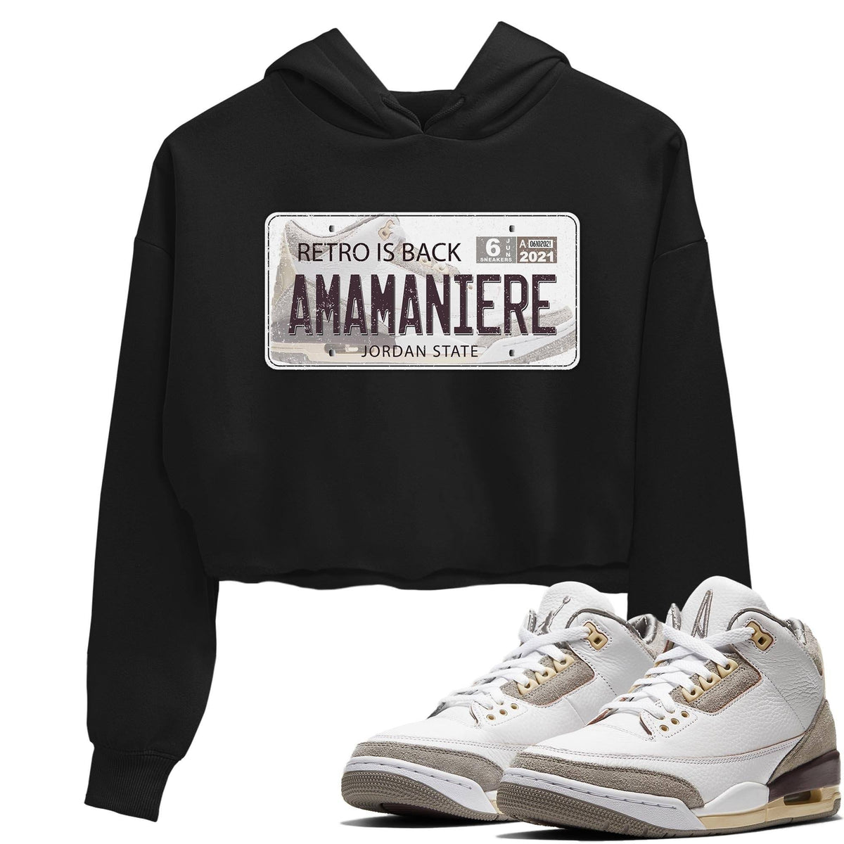 Jordan 3 A Ma Maniere Sneaker Matching T-Shirt Jordan Plate Sneaker Tees Jordan 3 A Ma Maniere Sneaker Release Tees Women's Shirts