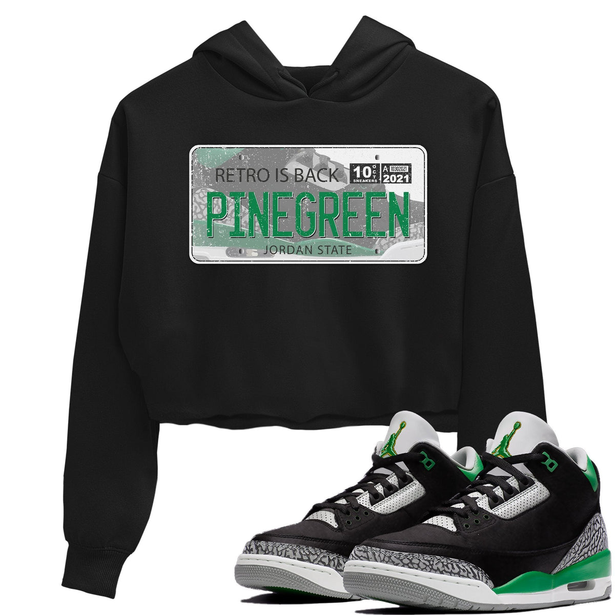 Jordan 3 Pine Green Sneaker Matching T-Shirt Jordan Plate Sneaker Tees Jordan 3 Pine Green Sneaker Release Tees Women's Shirts