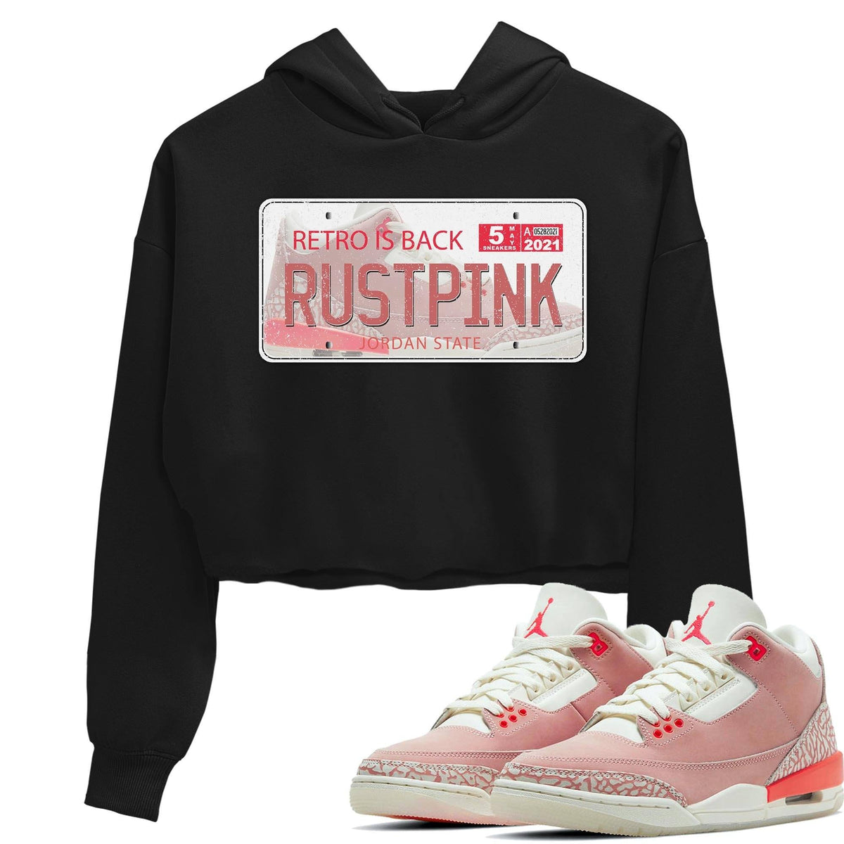 Jordan 3 Rust Pink Sneaker Matching T-Shirt Jordan Plate Sneaker Tees Jordan 3 Rust Pink Sneaker Release Tees Women's Shirts
