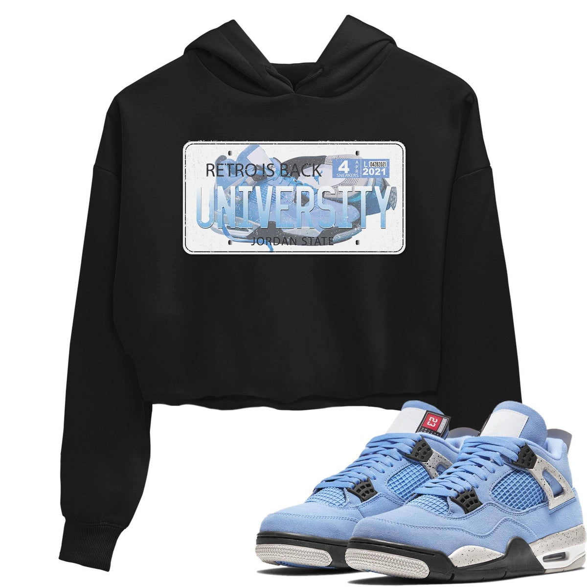 Jordan 4 University Blue Sneaker Matching T-Shirt Jordan Plate Sneaker Tees Jordan 4 University Blue Sneaker Release Tees Women's Shirts