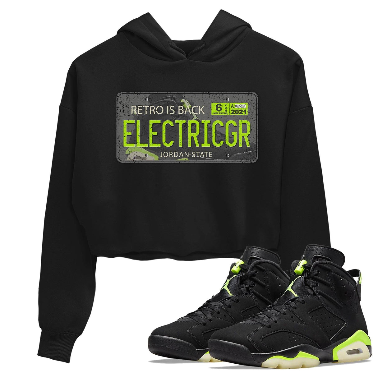 Jordan 6 Electric Green Sneaker Matching T-Shirt Jordan Plate Sneaker Tees Jordan 6 Electric Green Sneaker Release Tees Women's Shirts