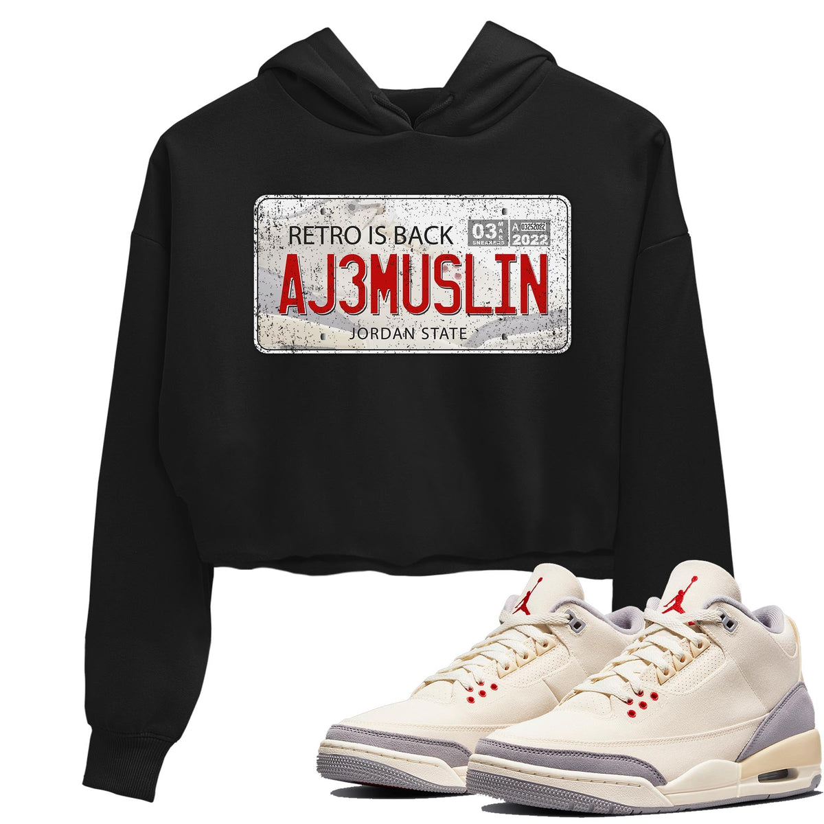 Jordan 3 Muslin Sneaker Matching T-Shirt Jordan Plate Sneaker Tees Jordan 3 Muslin Sneaker Release Tees Women's Shirts