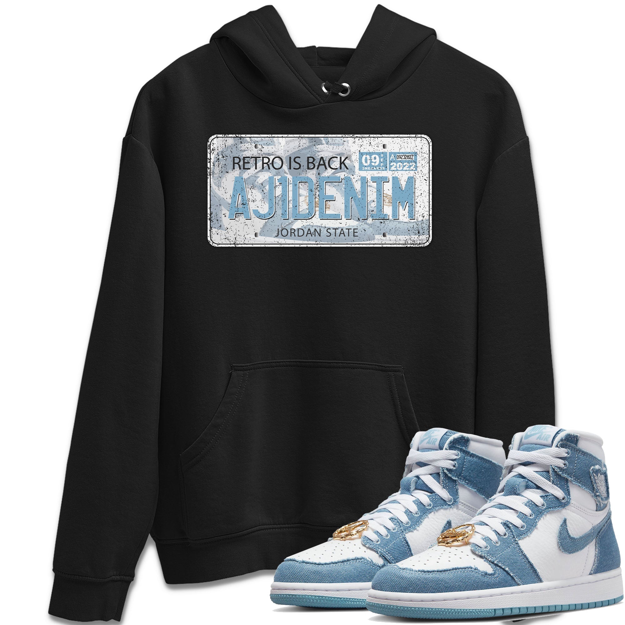 Jordan 1 Denim Sneaker Matching T-Shirt Jordan Plate Sneaker Tees Jordan 1 Denim Sneaker Release Tees Crew Neck Tees