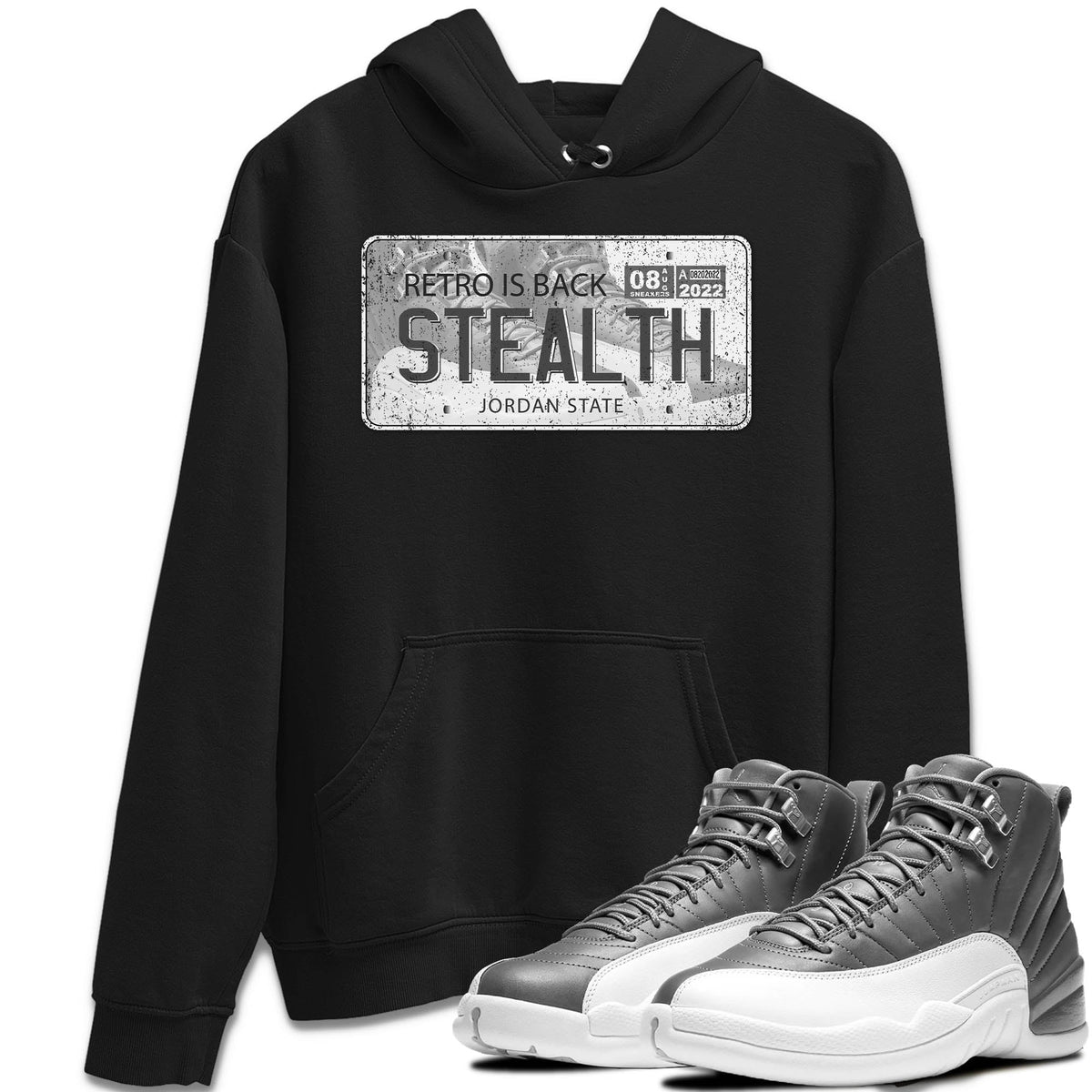 Jordan 12 Stealth Sneaker Matching T-Shirt Jordan Plate Sneaker Tees Jordan 12 Stealth Sneaker Release Tees Crew Neck Tees