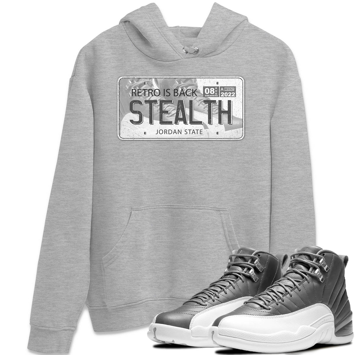 Jordan 12 Stealth Sneaker Matching T-Shirt Jordan Plate Sneaker Tees Jordan 12 Stealth Sneaker Release Tees Crew Neck Tees