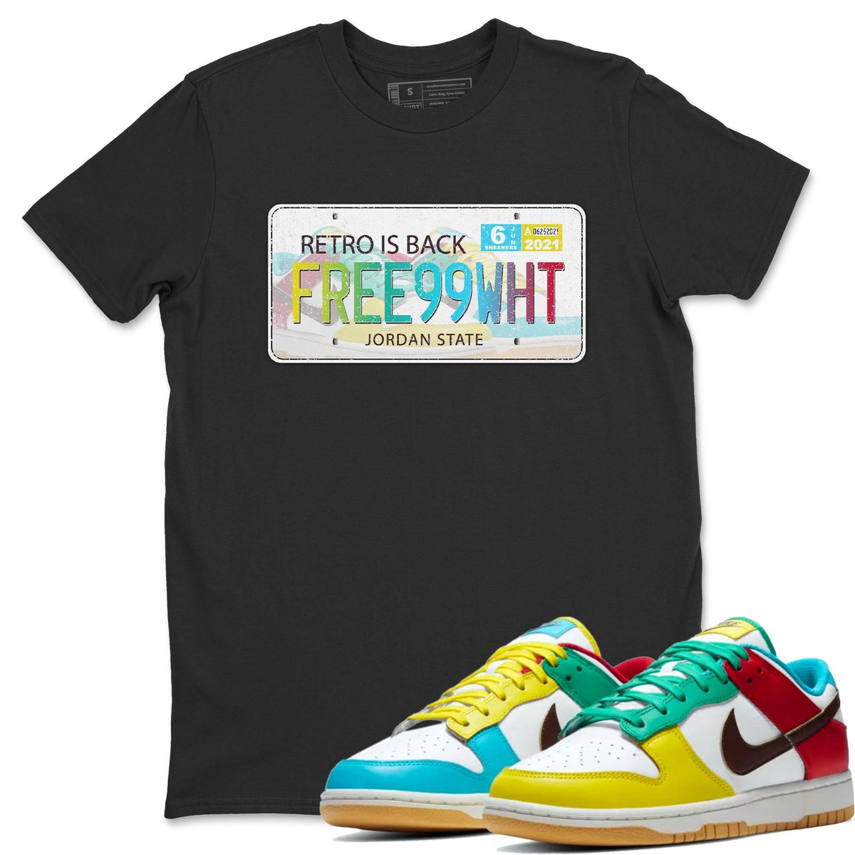 Dunk Free 99 White Sneaker Match Tees Jordan Plate Sneaker Tees Dunk Free 99 White Jordan to match sneaker T-Shirt Crew Neck Shirts